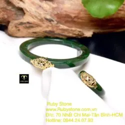 Bộ sản phẩm vòng và nhẫn Ngọc bích, vàng 10k