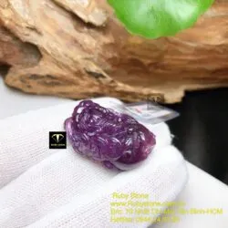 Tỳ hưu Ruby Guinea thiên nhiên màu đỏ tím, KT 33mm - Ảnh 10