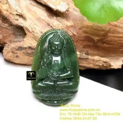 Adida - Phật bản mệnh ngọc bích tuổi Tuất-Hợi, kích thước 51mm - Ảnh 5
