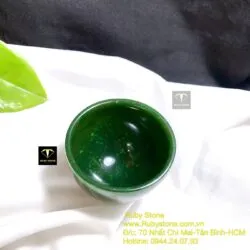 Ly trà ngọc bích Canada xanh lý đậm, kích thước 40x49x4mm (đế nhọn) - Hình ảnh 4