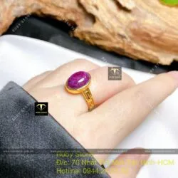 Nhẫn oval Ruby Nam Phi, vàng 18k - Ảnh 8
