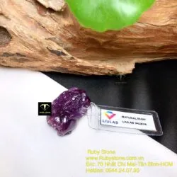 Tỳ hưu Ruby Guinea thiên nhiên màu đỏ tím, KT 33mm - Ảnh 14