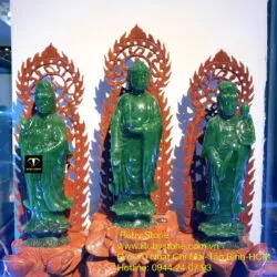 Tam Thế Phật ngọc bích Canada nguyên khối, KT 20cm (ko bao gồm đế gỗ) - Hình ảnh 6