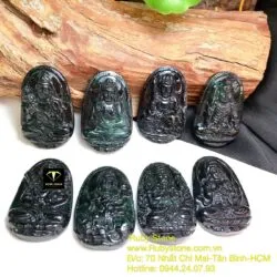 Phật bản mệnh ngọc Cẩm thạch đen, kích thước 42mm - Hình ảnh 2