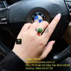 Nhẫn hoa mẫu đơn Ngọc bích - thiết kế chữ cái đầu, bạc 925 - Hình ảnh 5