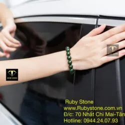 Vòng chuỗi Ngọc bích xanh đậm bông lý 10 ly