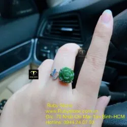 Nhẫn nữ Ngọc bích - thiết kế chữ cái đầu, bạc 925