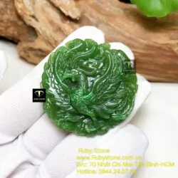 Phượng hoàng Ngọc bích tạc tay tinh xảo, KT 50mm - Hình ảnh 3