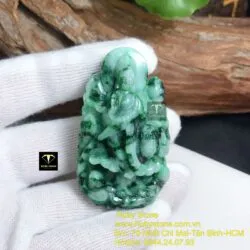 Phật quan thế âm bồ tát ngọc Cẩm thạch sơn thuỷ, KT 58mm - Ảnh 5