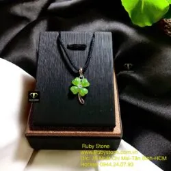 Mặt dây Cỏ bốn cánh Ngọc bích, vàng 18k - Ảnh 5