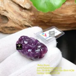 Tỳ hưu Ruby Guinea thiên nhiên màu đỏ tím, KT 33mm - Ảnh 11