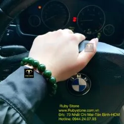 Vòng chuỗi ngọc bích xanh lý đậm 12 ly - Ảnh 5
