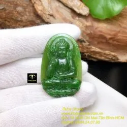 A Di Đà - Phật bản mệnh ngọc bích tuổi Tuất-Hợi, kích thước 42mm - Ảnh 2