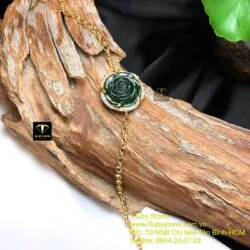 Lắc tay Hoa mẫu đơn Ngọc bích, vàng 18k - Ảnh 3