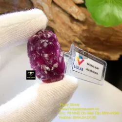 Tỳ hưu Ruby Guinea thiên nhiên màu đỏ tím, KT 33mm - Ảnh 3