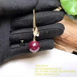 Mặt dây trái châu Ruby Nam Phi, vàng 18k - Hình ảnh 2