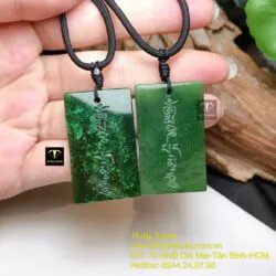 Mặt dây Ngọc bích khắc “Lục tự đại minh chân ngôn” - Hình ảnh 2