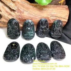 Phật bản mệnh ngọc Cẩm thạch đen, kích thước 42mm