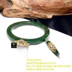 Bộ sản phẩm vòng và nhẫn Ngọc bích, vàng 10k - Hình ảnh 5