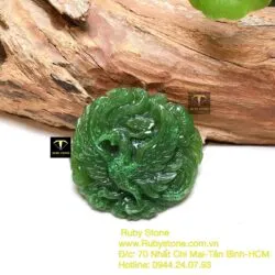 Phượng hoàng Ngọc bích tạc tay tinh xảo, KT 50mm - Hình ảnh 8