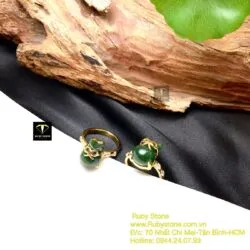 Nhẫn túi tiền Ngọc bích, vàng 18k - Hình ảnh 5