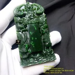 Thẻ bài hầu đồng Ngọc bích, chạm khắc Tứ Linh tinh xảo - Hình ảnh 5