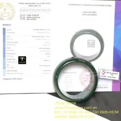 Vòng tay bản liền Ngọc bích xanh lý đậm, bản 23mm - Ảnh 2