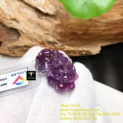 Tỳ hưu Ruby Guinea thiên nhiên màu đỏ tím, KT 33mm - Ảnh 6