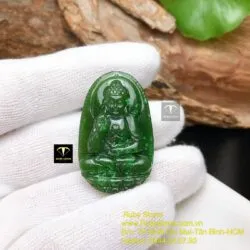 A Di Đà - Phật bản mệnh ngọc bích tuổi Tuất - Hợi, kích thước 37mm - Ảnh 3