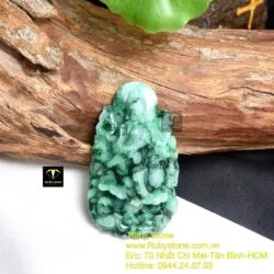 Phật quan thế âm bồ tát ngọc Cẩm thạch sơn thuỷ, KT 58mm - Ảnh 8