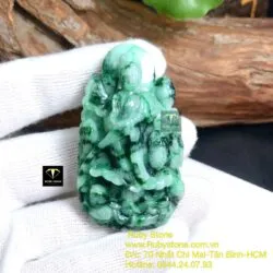 Phật quan thế âm bồ tát ngọc Cẩm thạch sơn thuỷ, KT 58mm