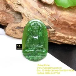 A Di Đà - Phật bản mệnh ngọc bích tuổi Tuất-Hợi, kích thước 42mm - Ảnh 5