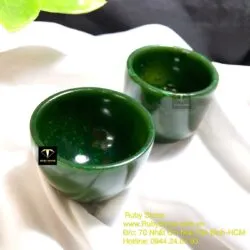 Ly trà ngọc bích Canada xanh lý đậm, kích thước 40x49x4mm (đế nhọn) - Hình ảnh 5