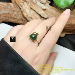 Nhẫn túi tiền Ngọc bích, vàng 18k - Hình ảnh 6