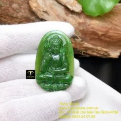A Di Đà - Phật bản mệnh ngọc bích tuổi Tuất-Hợi, kích thước 42mm - Ảnh 3