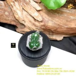 Nhẫn Tỳ hưu Ngọc bích Canada cho nam, bạc 925