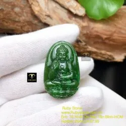 A Di Đà - Phật bản mệnh ngọc bích tuổi Tuất - Hợi, kích thước 37mm - Ảnh 4