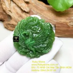 Phượng hoàng Ngọc bích tạc tay tinh xảo, KT 50mm
