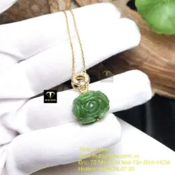 Mặt dây chuyền Hoa mẫu đơn Ngọc bích, vàng 10k