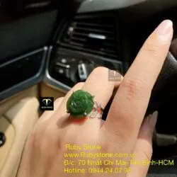 Nhẫn bạc hoa mẫu đơn Ngọc bích Canada