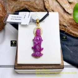 Mặt dây chuyền Phật Bà Quan Âm Ruby Nam Phi, vàng 18k - Hình ảnh 5
