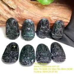 Phật bản mệnh ngọc Cẩm thạch đen, kích thước 42mm - Hình ảnh 3