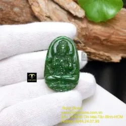 Như lai đại nhật bồ tát - Phật bản mệnh ngọc bích tuổi Mùi - Thân, kích thước 37mm - Ảnh 2