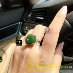 Nhẫn bạc hoa mẫu đơn Ngọc bích Canada