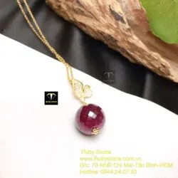 Mặt dây trái châu Ruby Nam Phi, vàng 18k - Hình ảnh 3