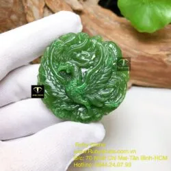 Phượng hoàng Ngọc bích tạc tay tinh xảo, KT 50mm - Hình ảnh 2