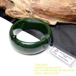 Vòng tay bản liền Ngọc bích xanh lý đậm, bản 23mm - Ảnh 5