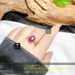 Nhẫn oval Ruby Nam Phi, vàng 18k - Ảnh 6