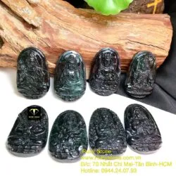 Phật bản mệnh ngọc Cẩm thạch đen, kích thước 42mm - Hình ảnh 4