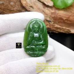 A Di Đà - Phật bản mệnh ngọc bích tuổi Tuất-Hợi, kích thước 42mm - Ảnh 7